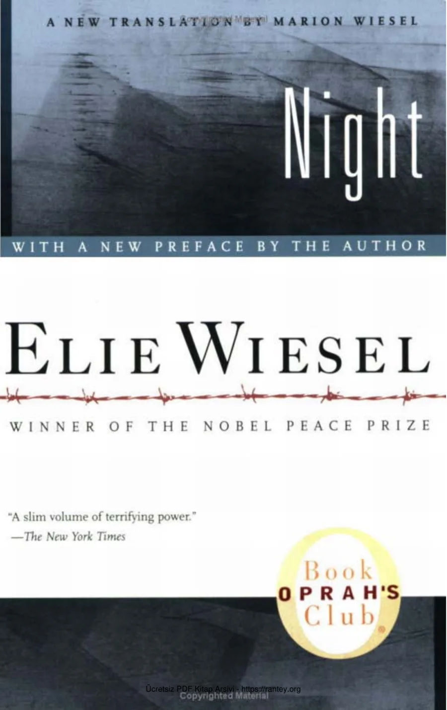 Elie Wiesel Night Hill and Wang Press kapak görseli
