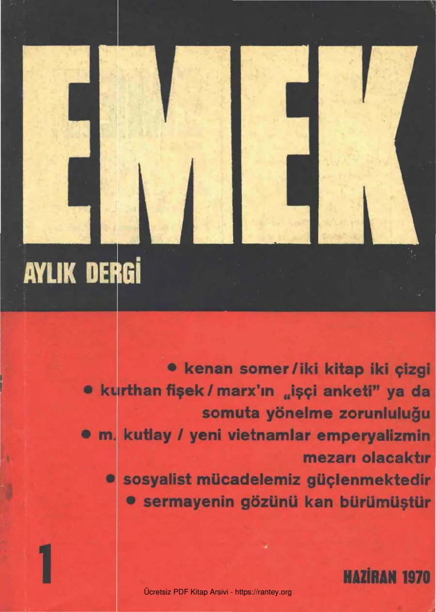 Emek Sayı 01 Haziran 1970 kapak görseli