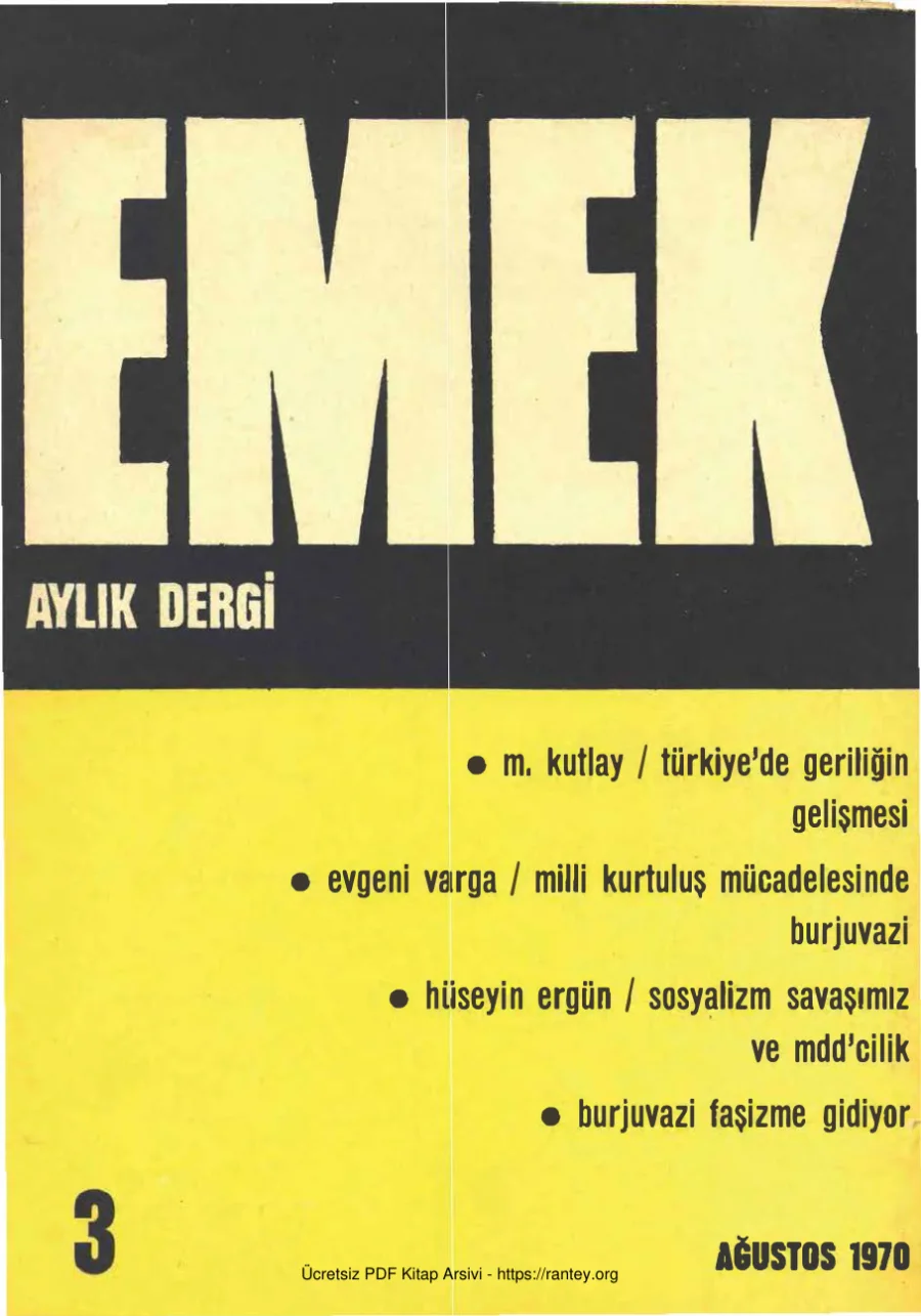 Emek Sayı 03 Ağustos 1970 kapak görseli