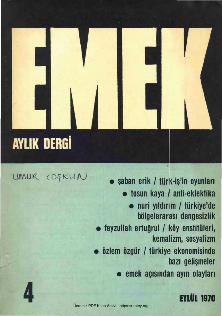 Emek Sayı 04 Eylül 1970 kapak görseli
