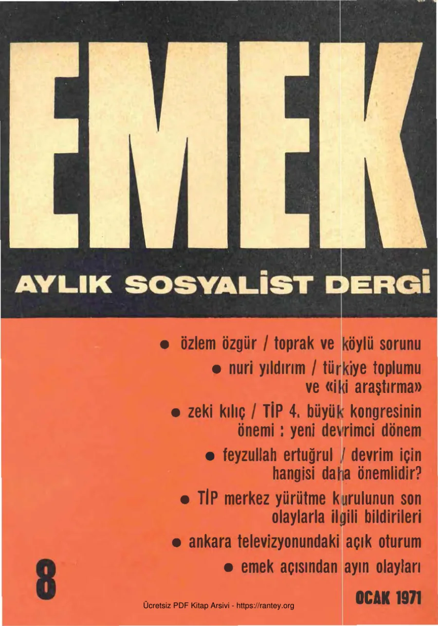 Emek Sayı 08 Ocak 1971 kapak görseli