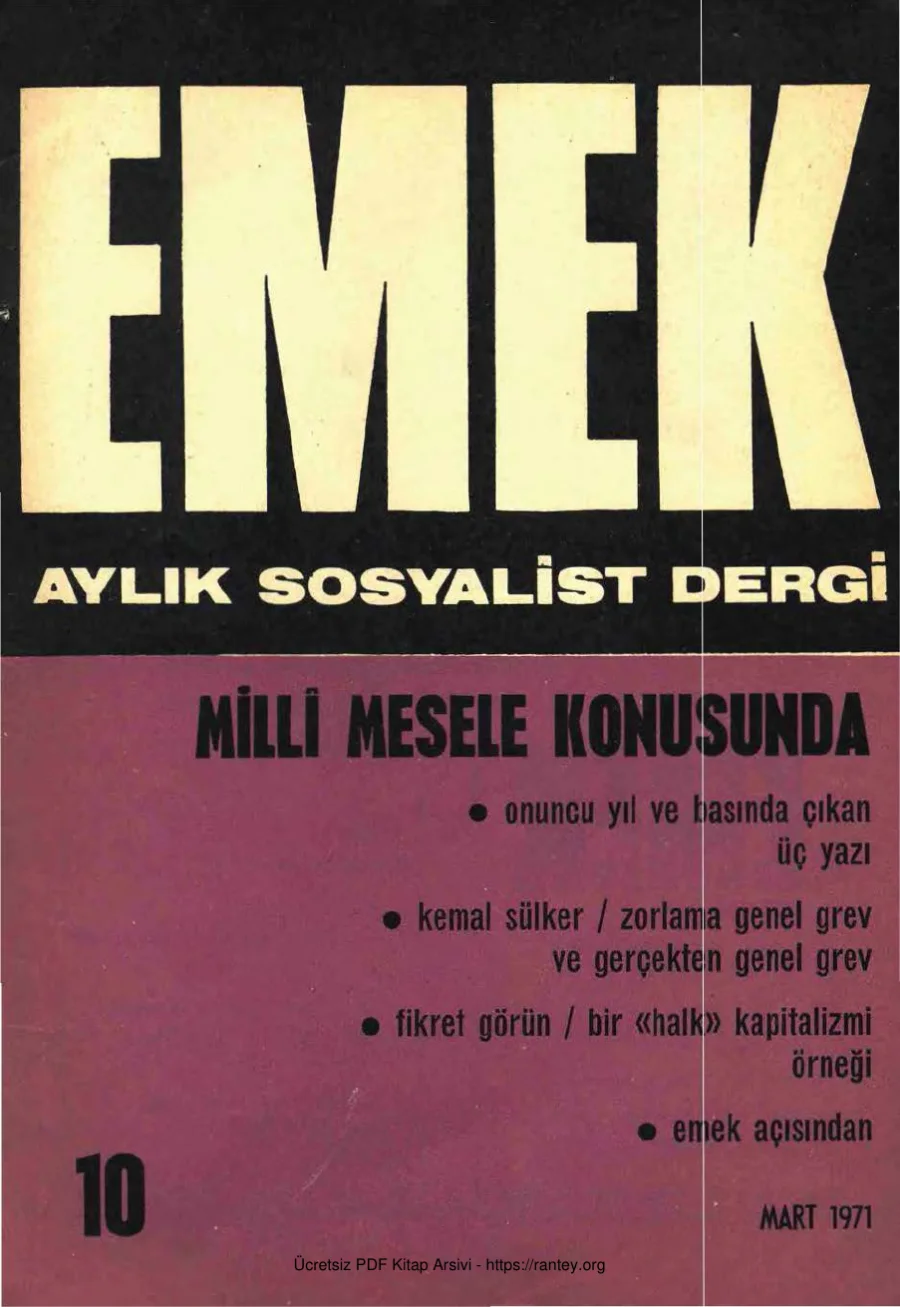 Emek Sayı 10 Mart 1971 kapak görseli