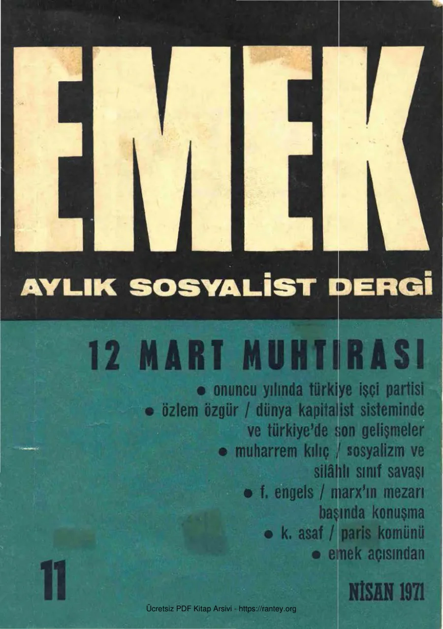 Emek Sayı 11 Nisan 1971 kapak görseli