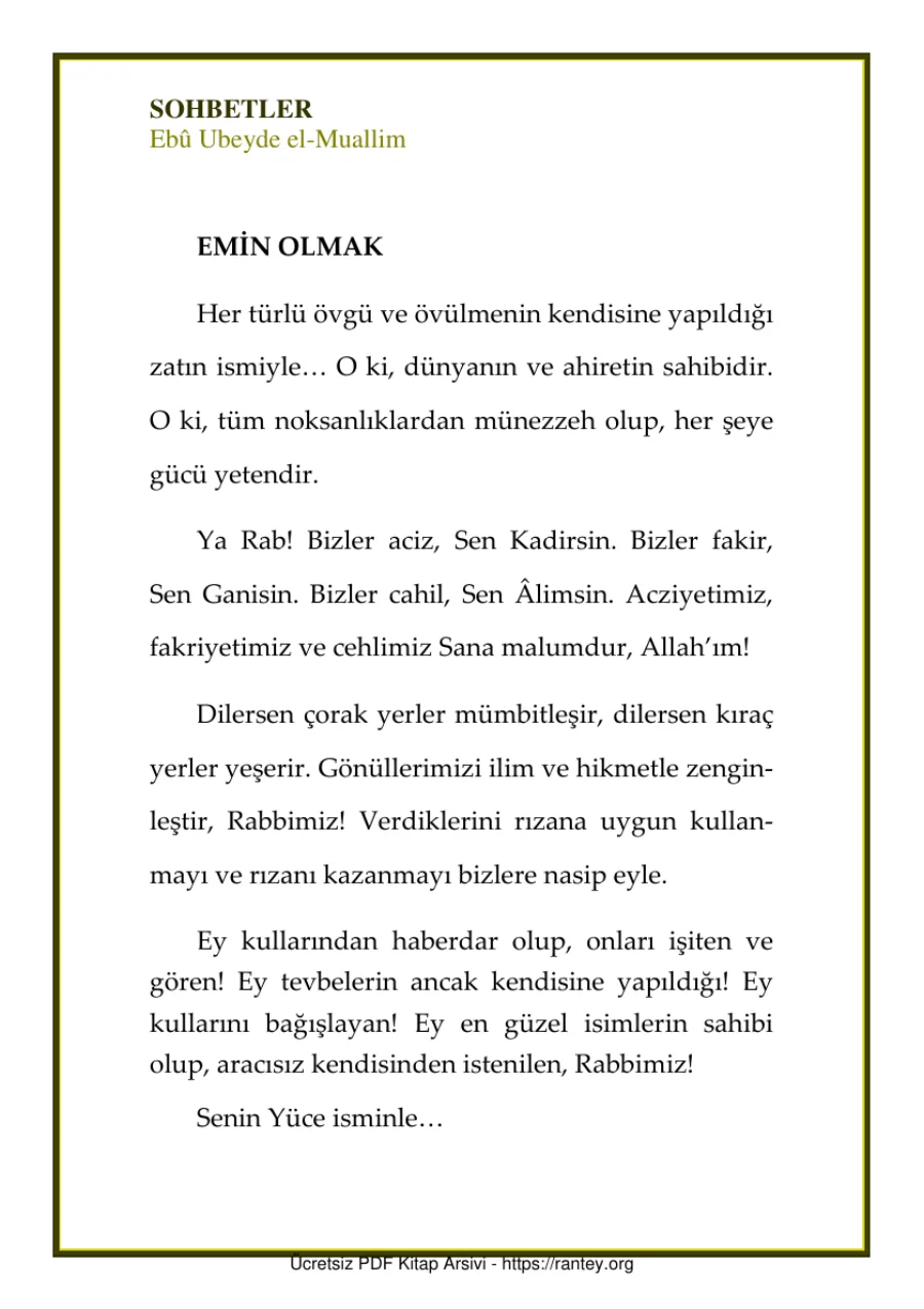 EMİN OLMAK Eb Ubeyde el Muallim Ebu Abdulmumin Tekin Mıhçı kapak görseli