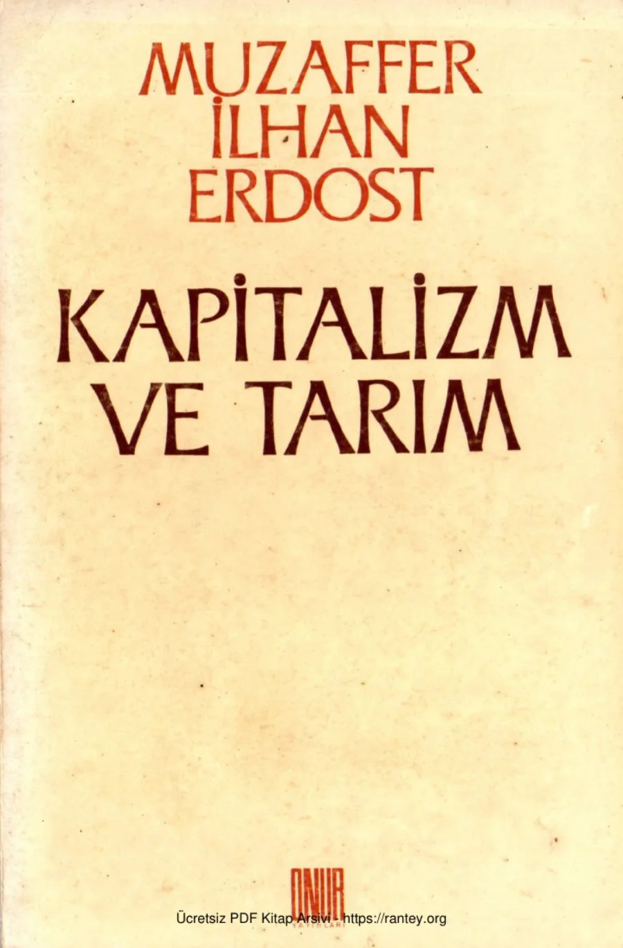 Erdost Kapitalizm ve Tarım Onur Yayınları kapak görseli