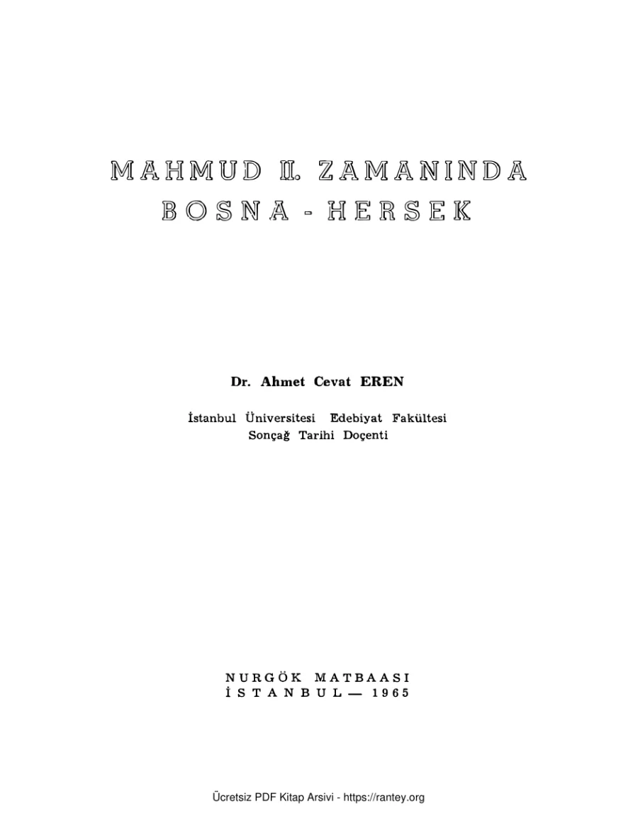 Eren Mahmut II Zamanında Bosna Hersek kapak görseli