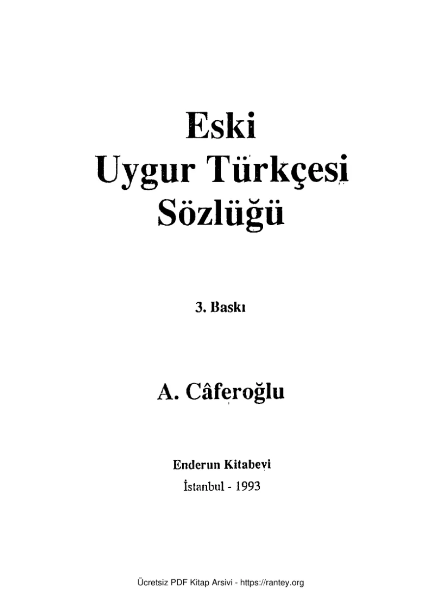 Eski Uygur Tükçesi Sözlüğü kapak görseli