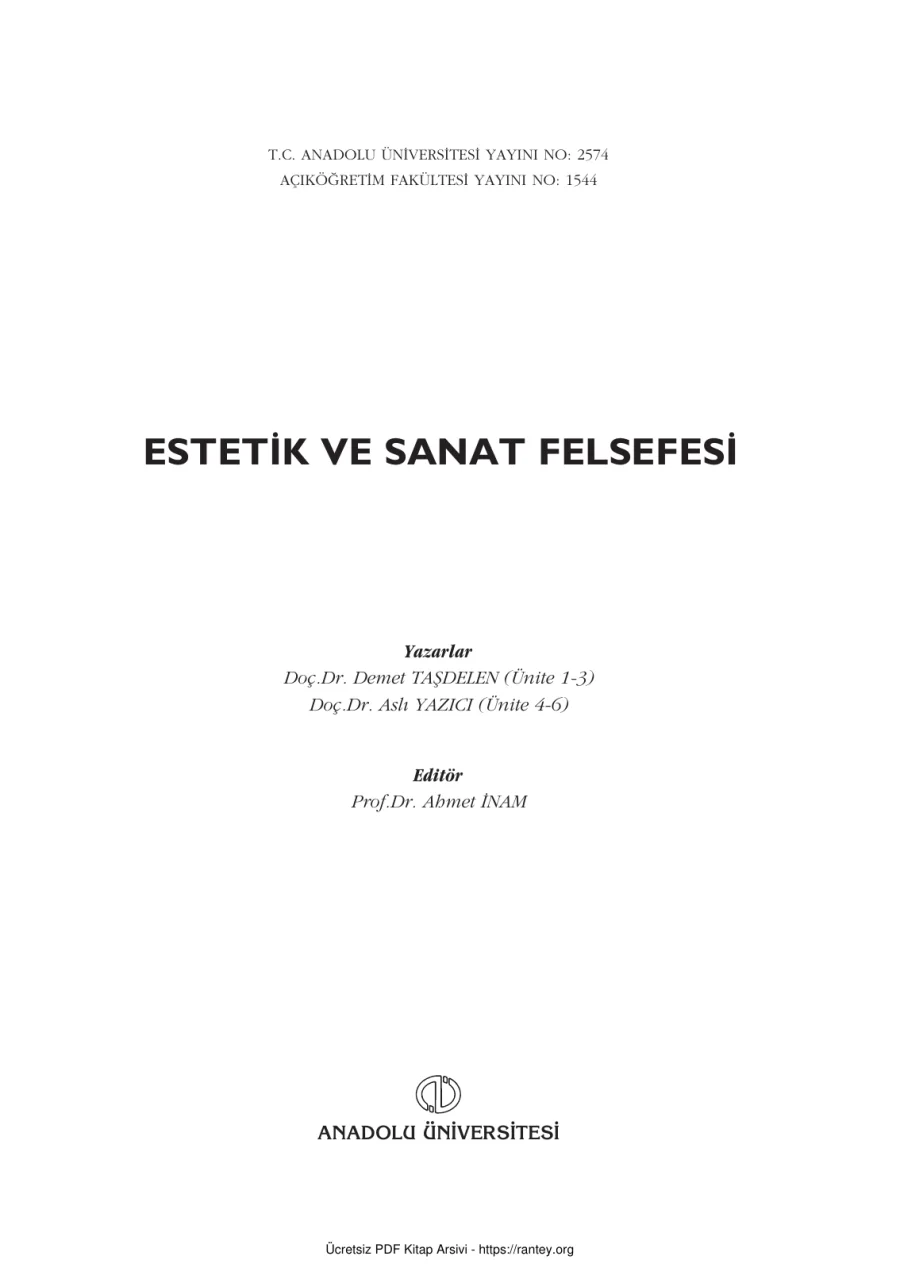EstetikVeSanatFelsefesi FEL407U kapak görseli
