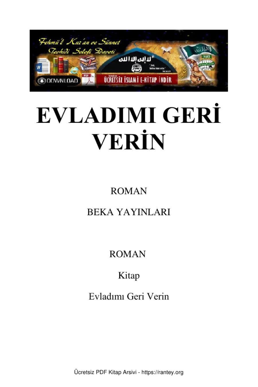 EVLADIMI GERİ VERİN ROMAN Ebu Abdulmumin Tekin Mıhçı kapak görseli