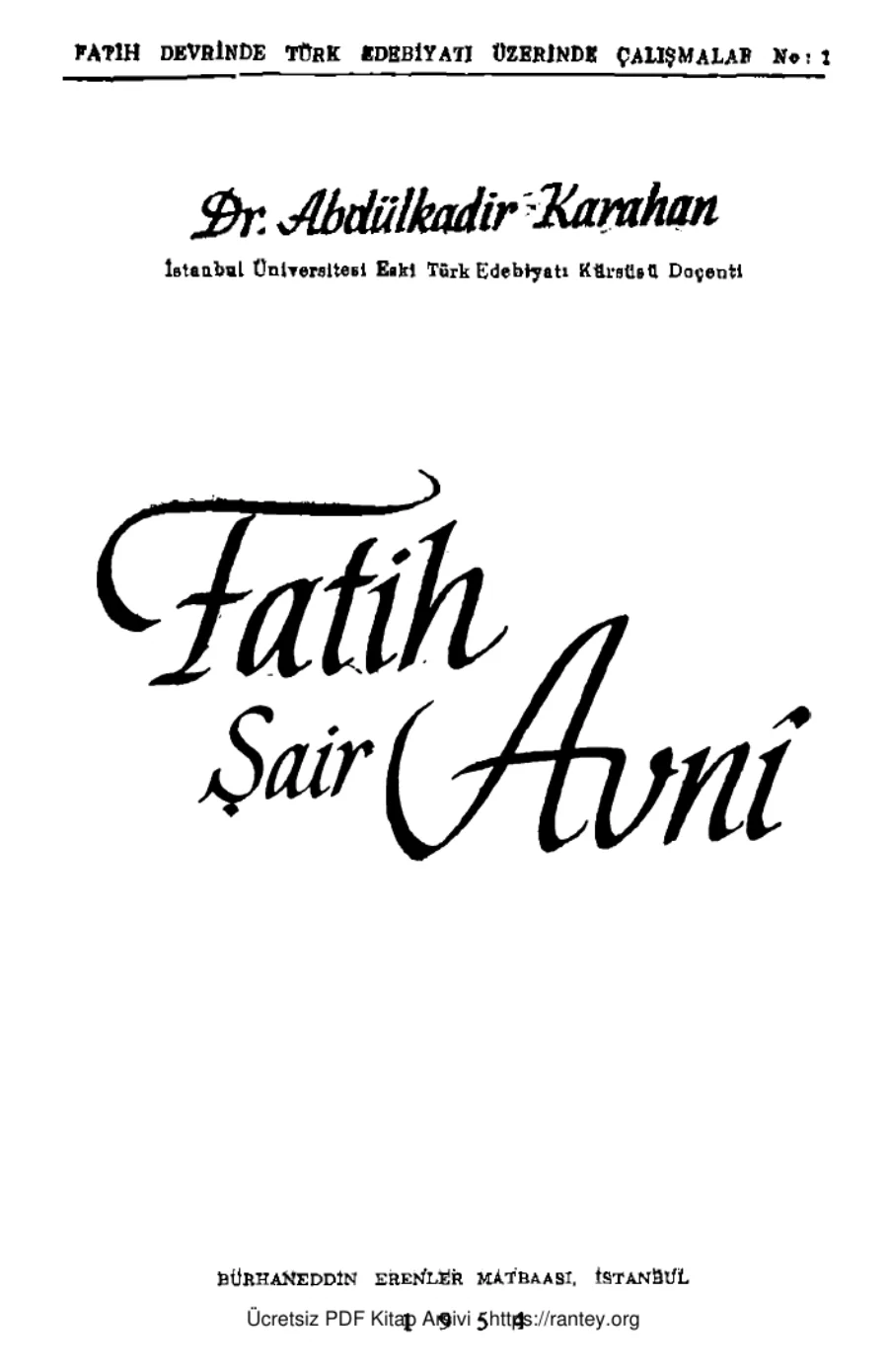 Fatih Şair Avni kapak görseli