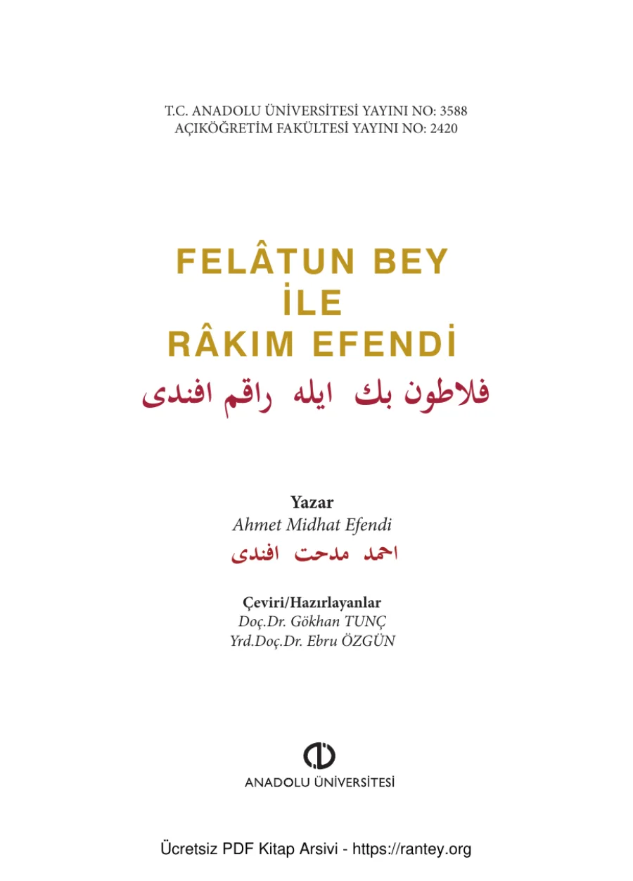 Felatun Bey ile Rakım Efendi kapak görseli