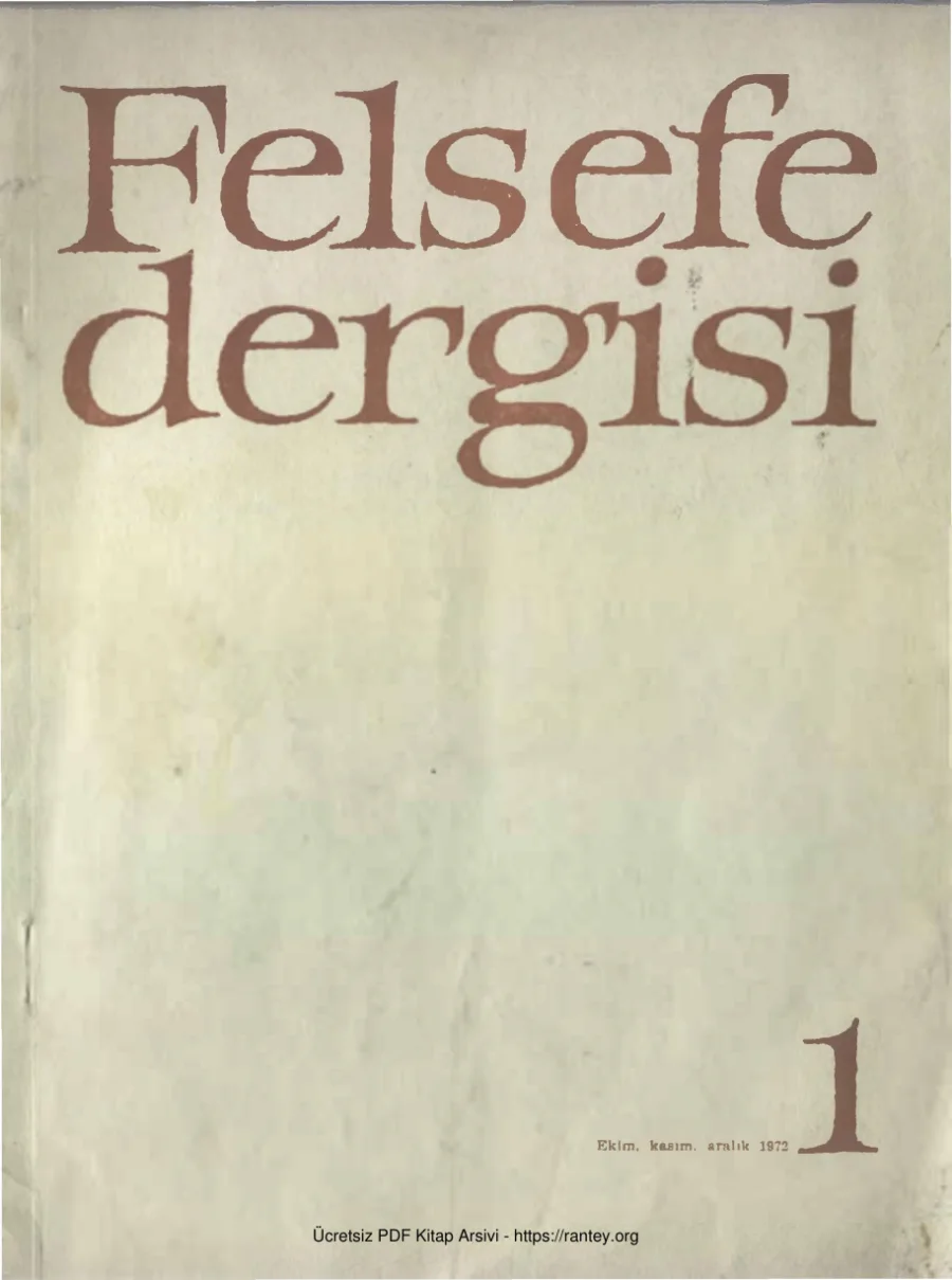 Felsefe Dergisi Sayı 001 Ekim Kasım Aralık 1972 kapak görseli