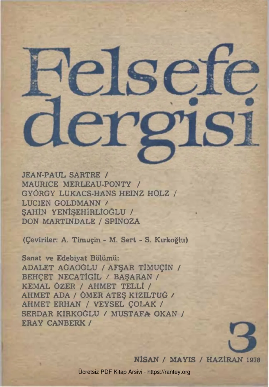 Felsefe Dergisi Sayı 003 Nisan Mayıs Haziran 1978 kapak görseli