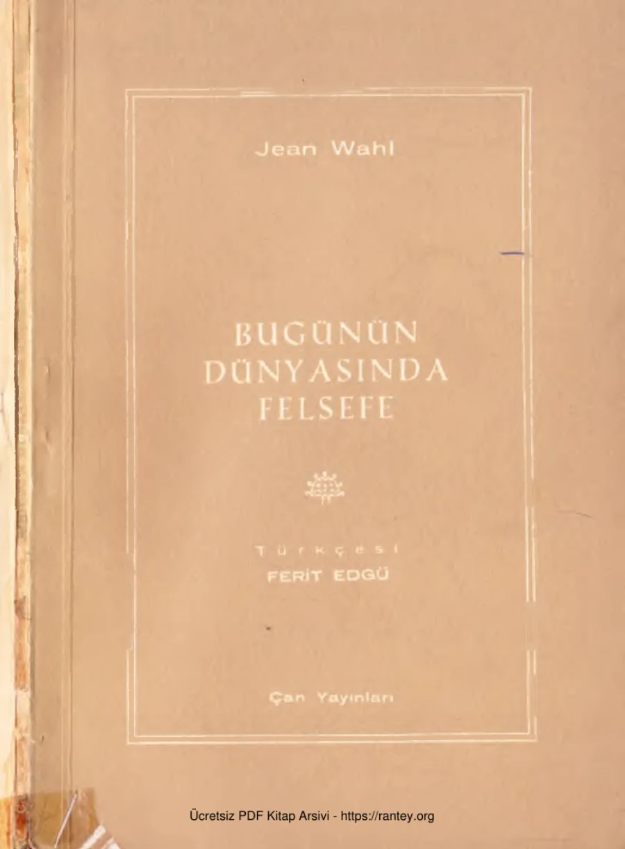 Felsefe Jean Wahl Çan Yay 1965 kapak görseli