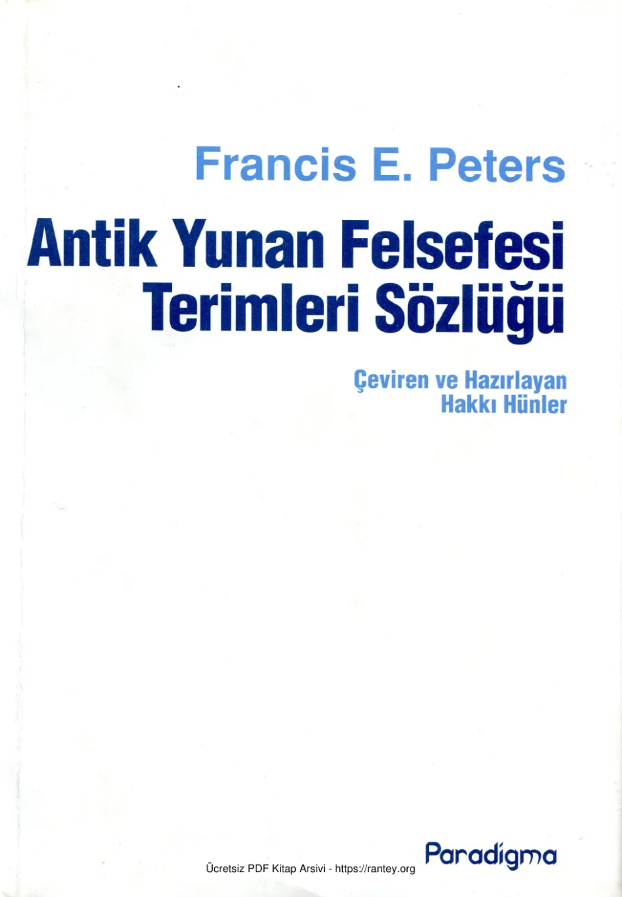 Felsefe Terimleri Sözlüğü Paradigma Francis Peters kapak görseli