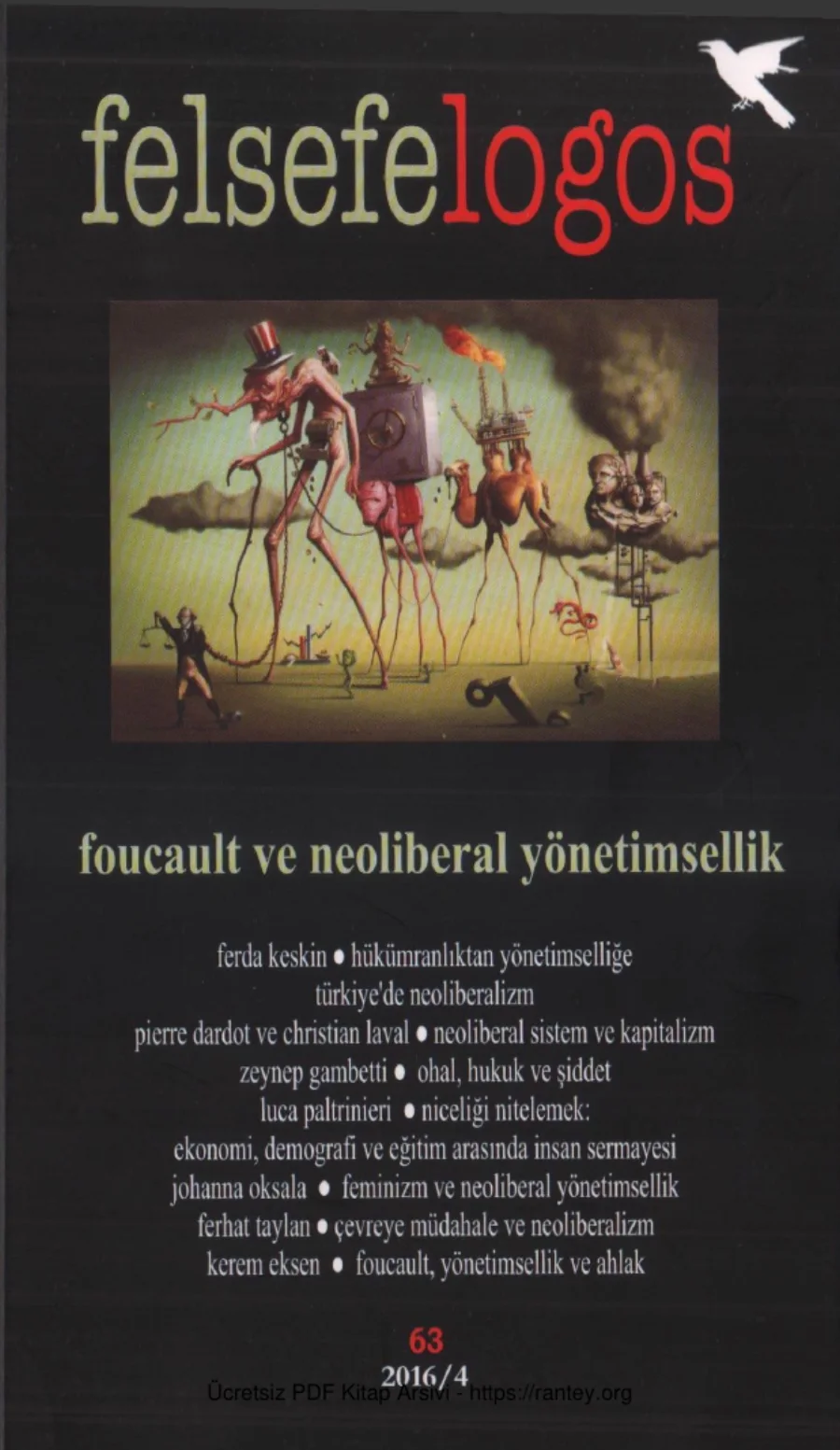 Felsefelogos Sayı 063 Foucault ve Neoliberal Yönetimsellik 2016 4 kapak görseli