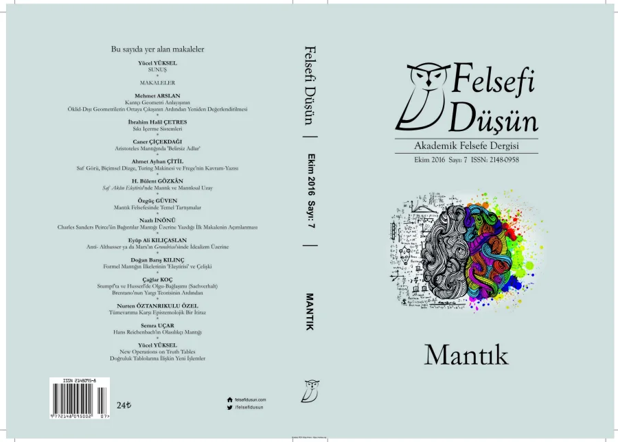 Felsefi Düşün Sayı 007 - Mantık Ekim 2016 kapak görseli