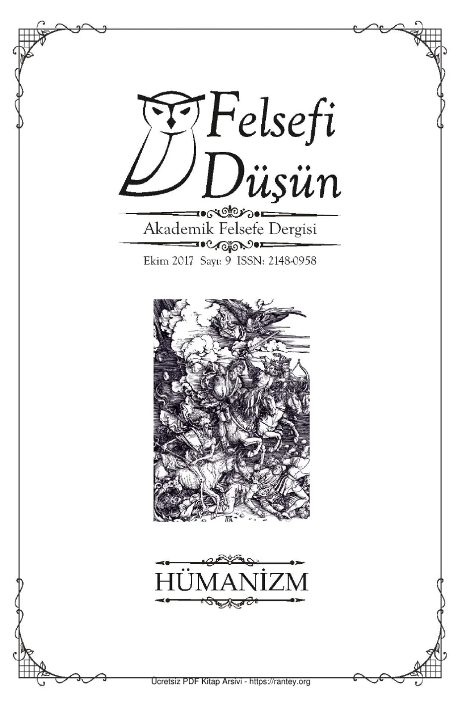 Felsefi Düşün Sayı 009 - Batıda ve Türkiyede Hümanizm Dün Bugün Ekim 2017 kapak görseli