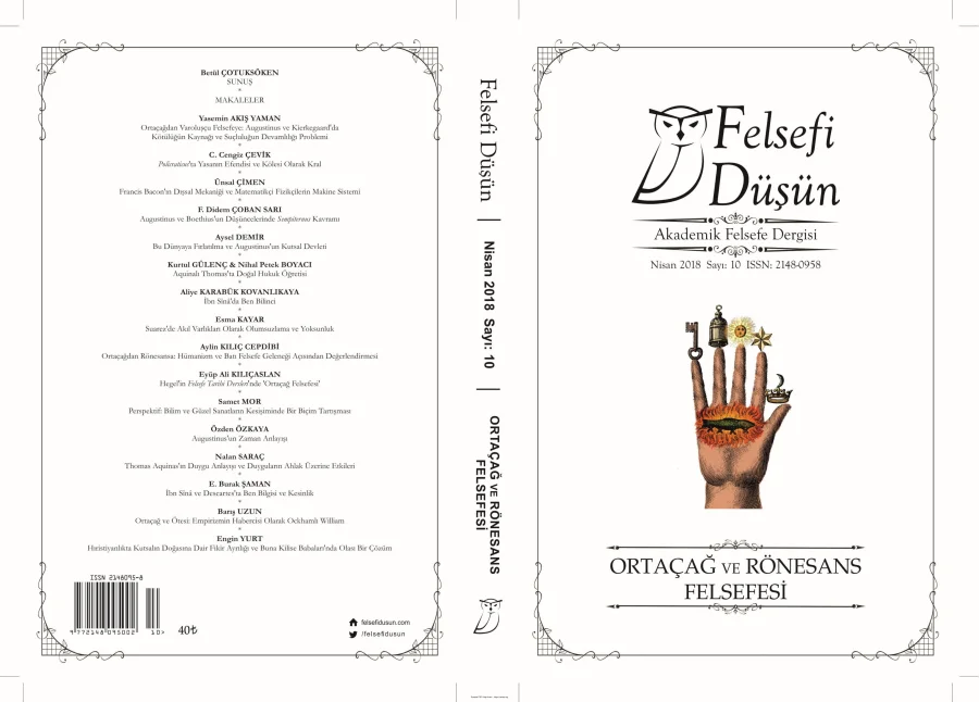 Felsefi Düşün Sayı 010 - Ortaçağ ve Rönesans Felsefesi Nisan 2018 kapak görseli