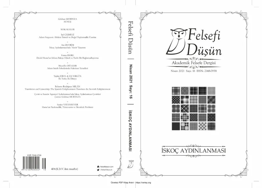 Felsefi Düşün Sayı 016 - İskoç Aydınlanması Nisan 2021 kapak görseli
