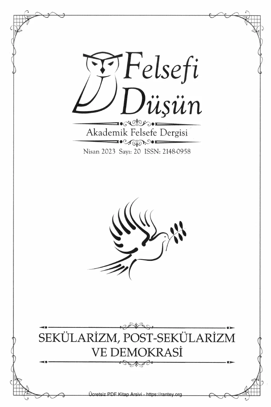 Felsefi Düşün Sayı 020 - Sekülarizm Post Sekülarizm ve Demokrasi Nisan 2023 kapak görseli
