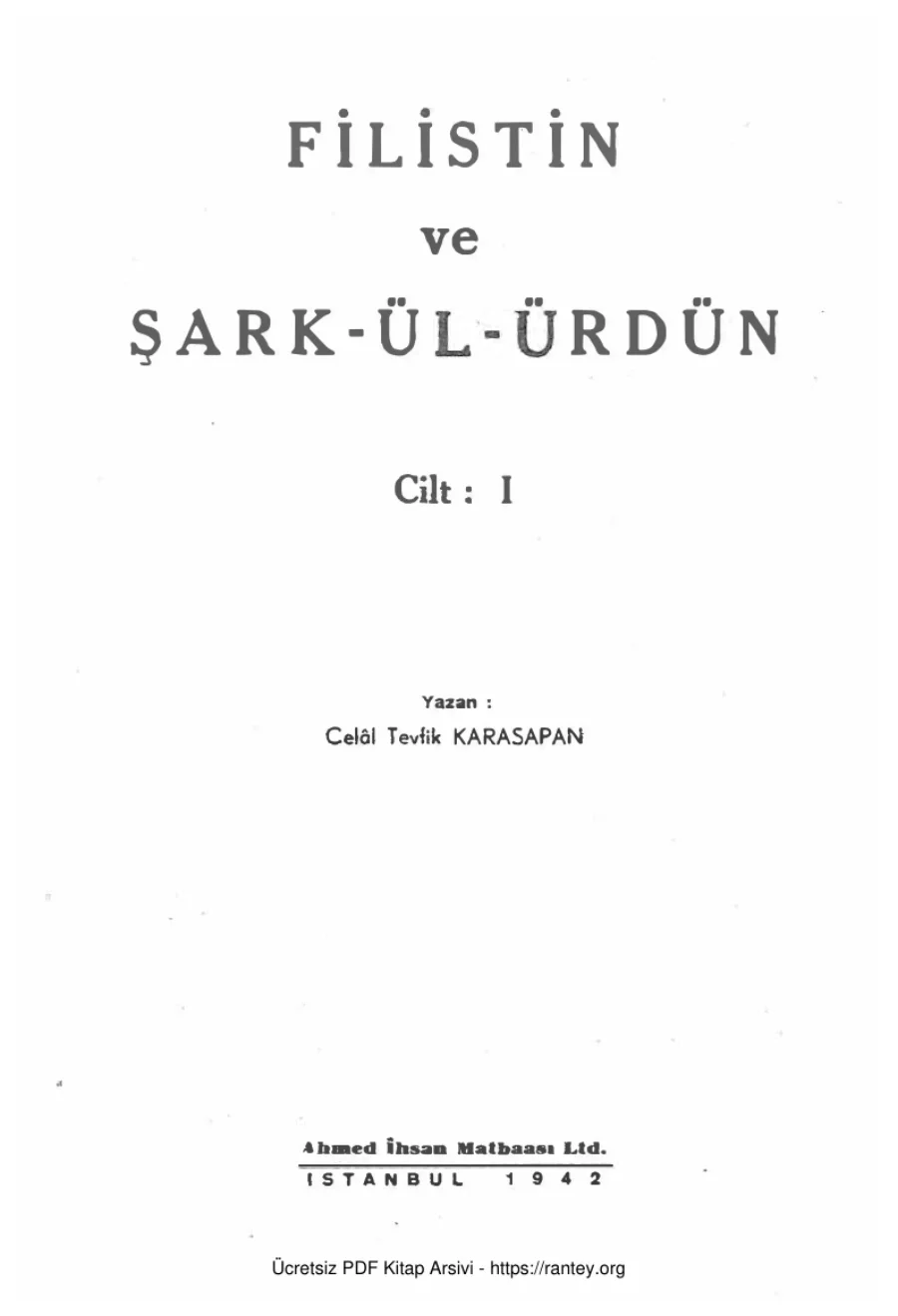 Filistin ve Şark ül Ürdün 1 kapak görseli