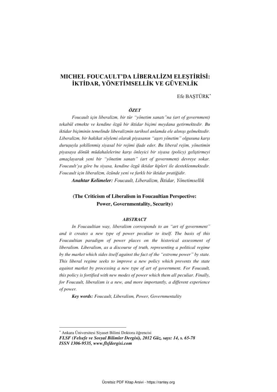 Foucaultda Liberalizm Eleştirisi kapak görseli