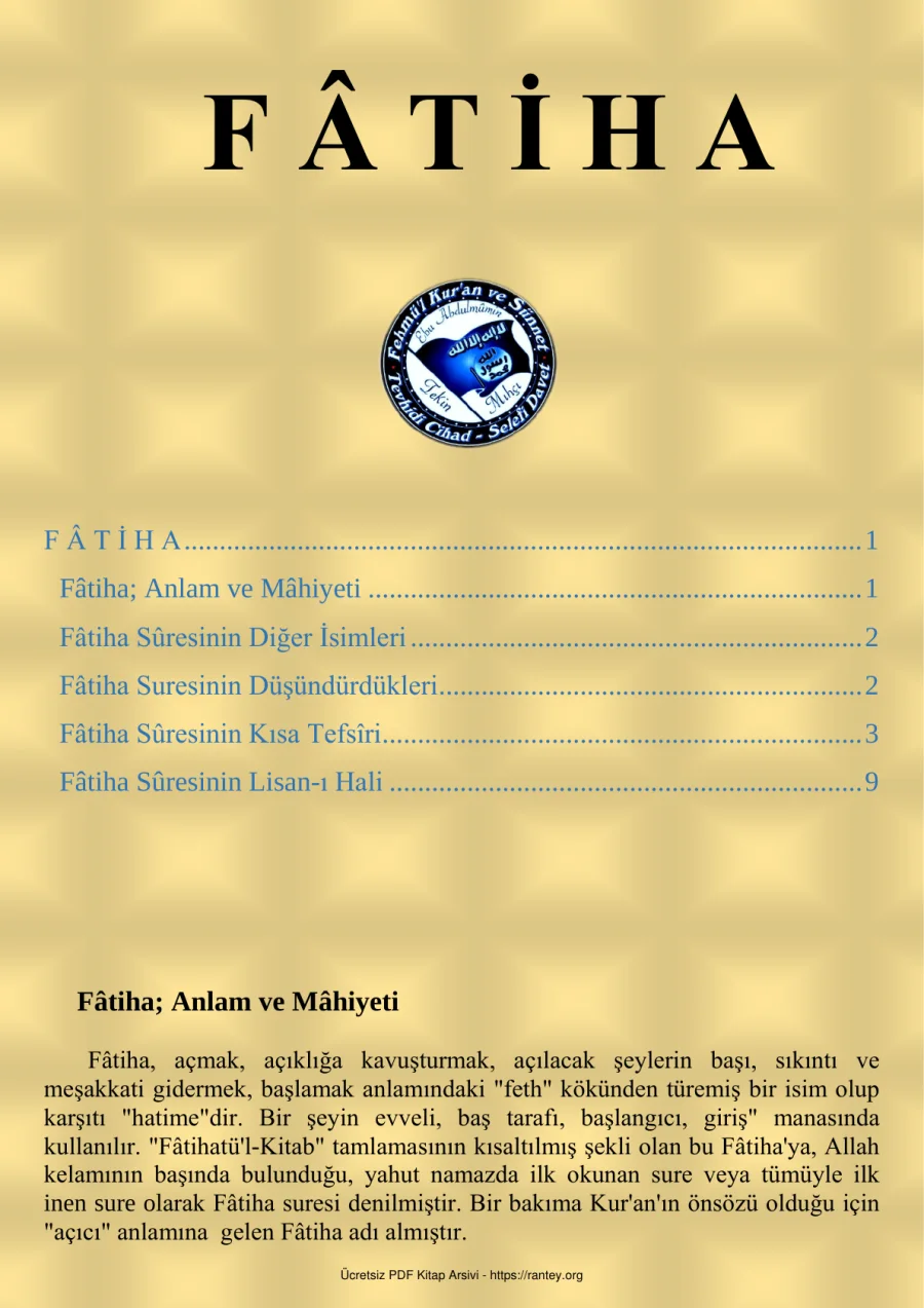 FTİHA KAVRAMI Ebu Abdulmumin Tekin Mıhçı kapak görseli