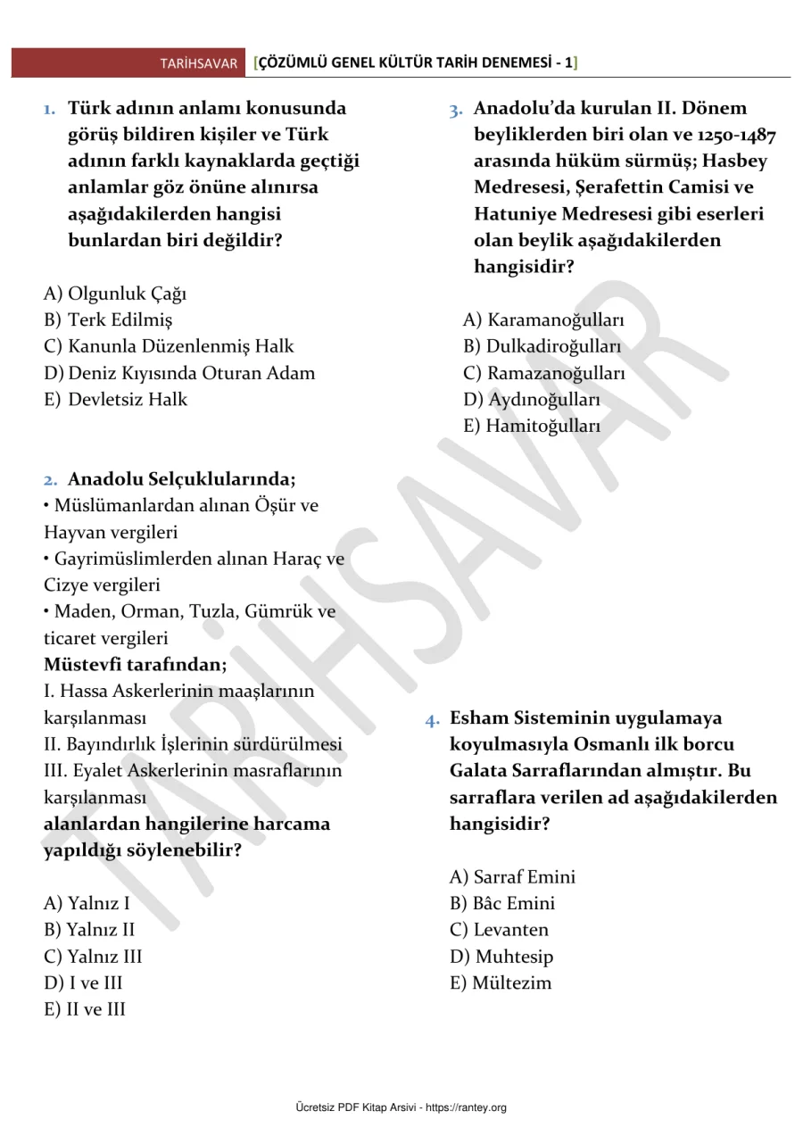 Genel Kültür Tarih Denemesi kapak görseli