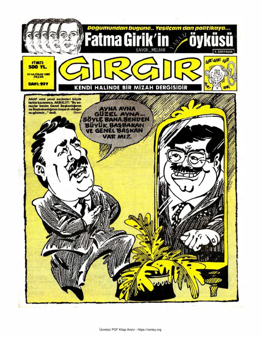 GırGır 1990 Sayı 927 kapak görseli