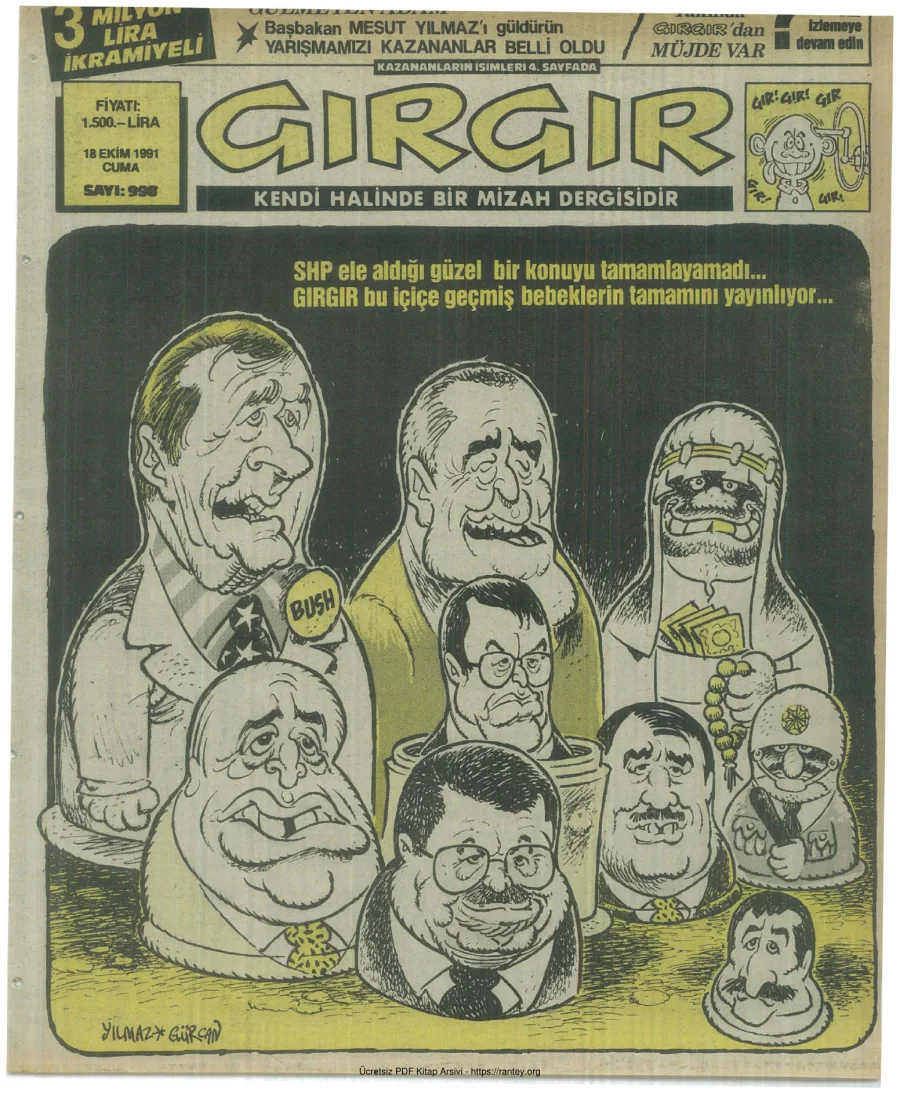 GırGır 1991 Sayı 998 kapak görseli