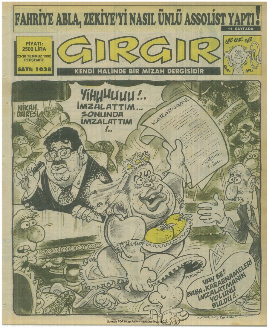 GırGır 1992 Sayı 1038 kapak görseli