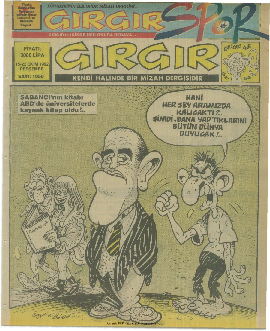 GırGır 1992 Sayı 1050 kapak görseli