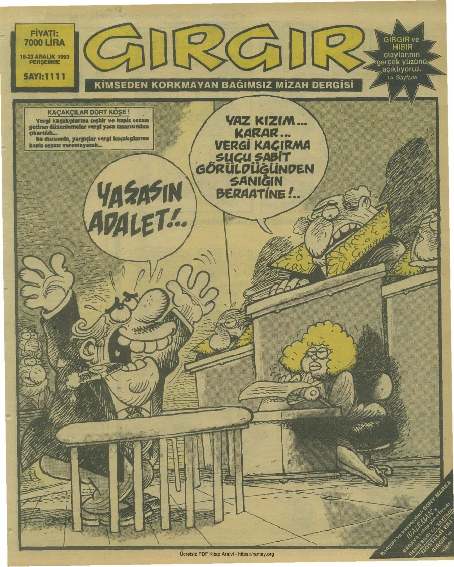 GırGır 1993 Sayı 1111 kapak görseli