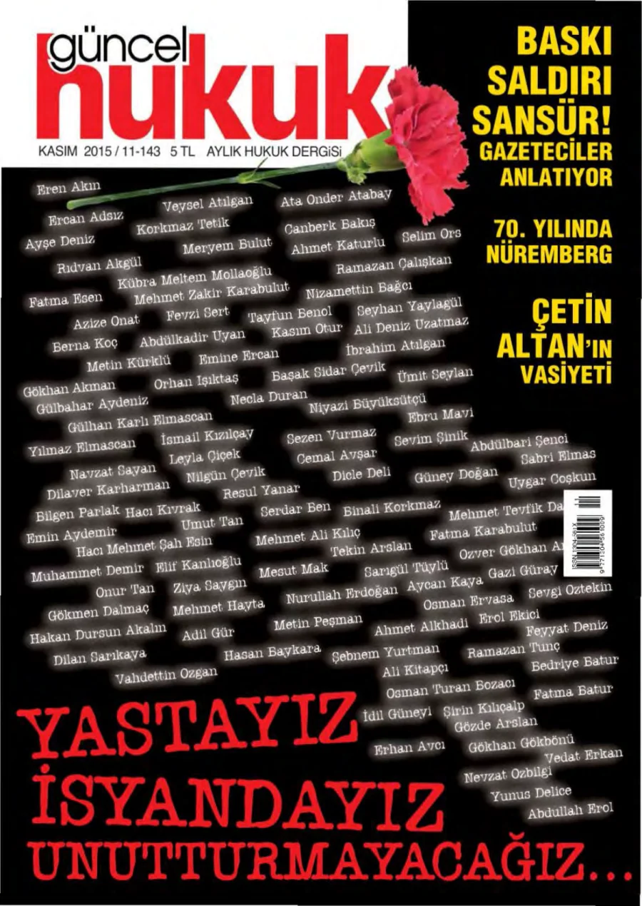 Güncel Hukuk Sayı 143 - Kasım 2015 kapak görseli