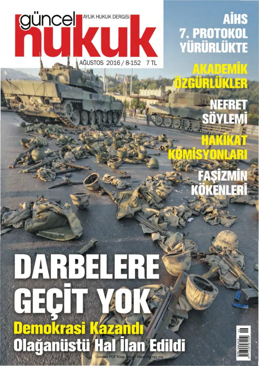 Güncel Hukuk Sayı 152 - Ağustos 2016 kapak görseli
