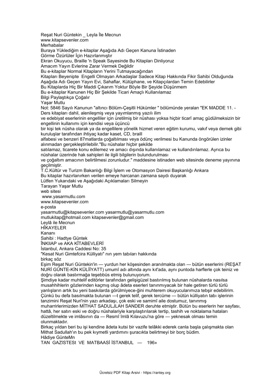Güntekin Leyla Ile Mecnun kapak görseli
