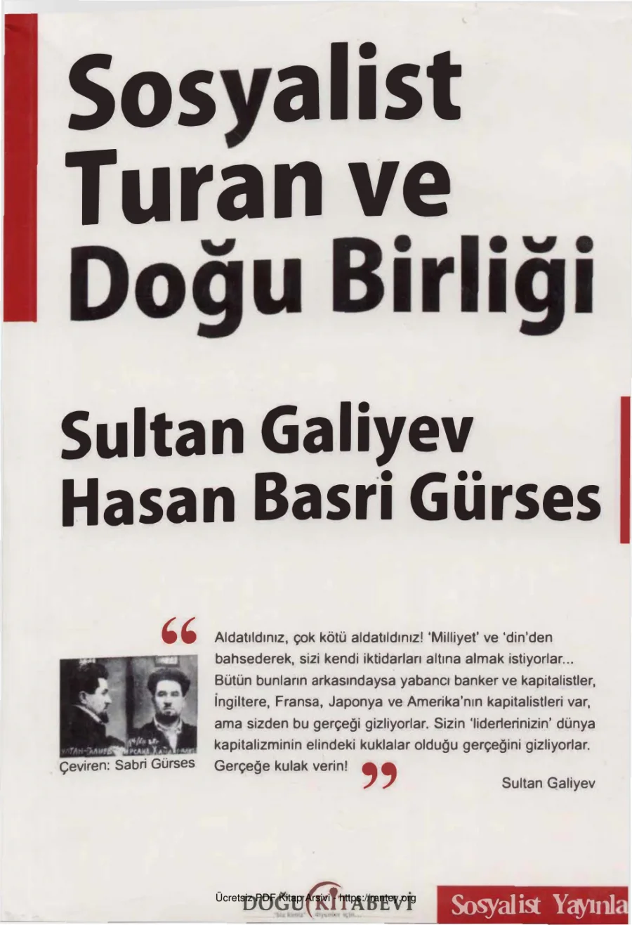 Gürses Sultan Galiyev Sosyalist Turan ve Doğu Birliği Doğu Kitapevi kapak görseli