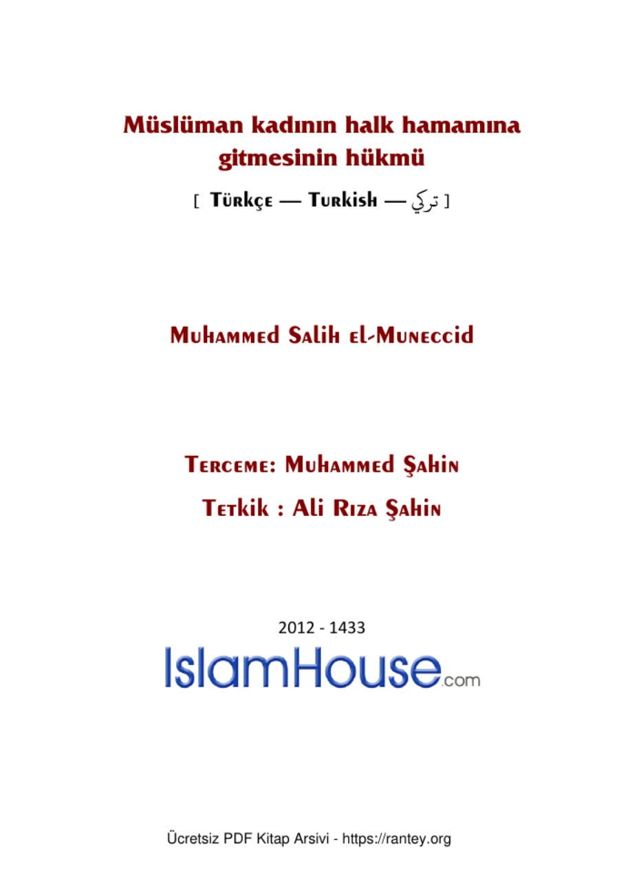 halk hamamına gitmesinin hükmü Ebu Abdulmumin Tekin Mıhçı kapak görseli