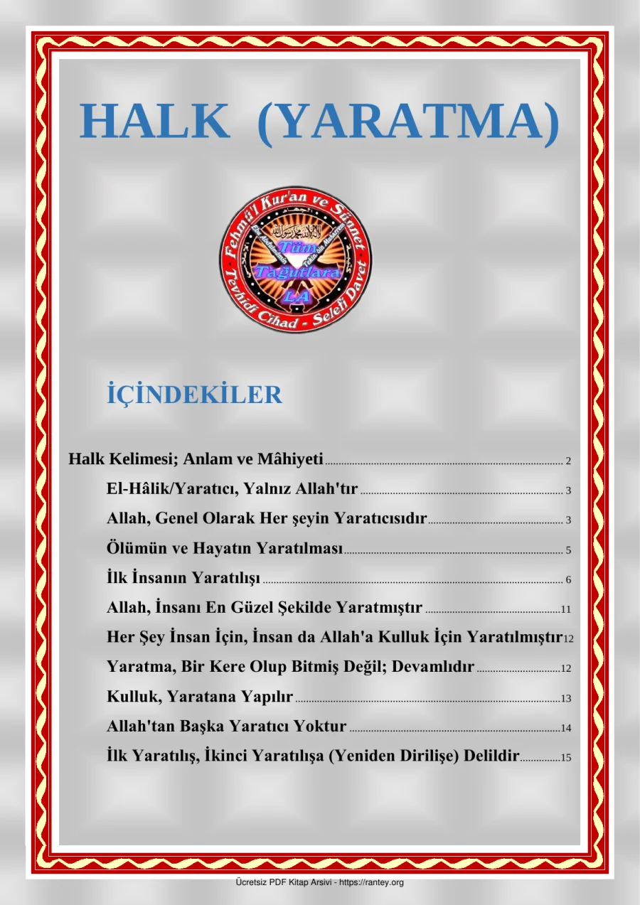 HALK YARATMA KAVRAMI Ebu Abdulmumin Tekin Mıhçı kapak görseli