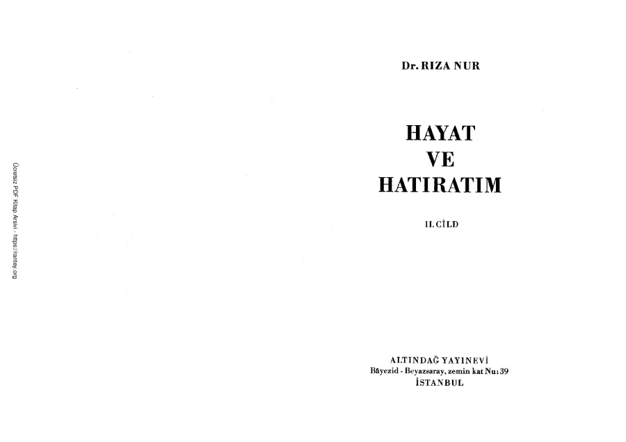 Hatıratım Rıza Nur Cilt2 kapak görseli