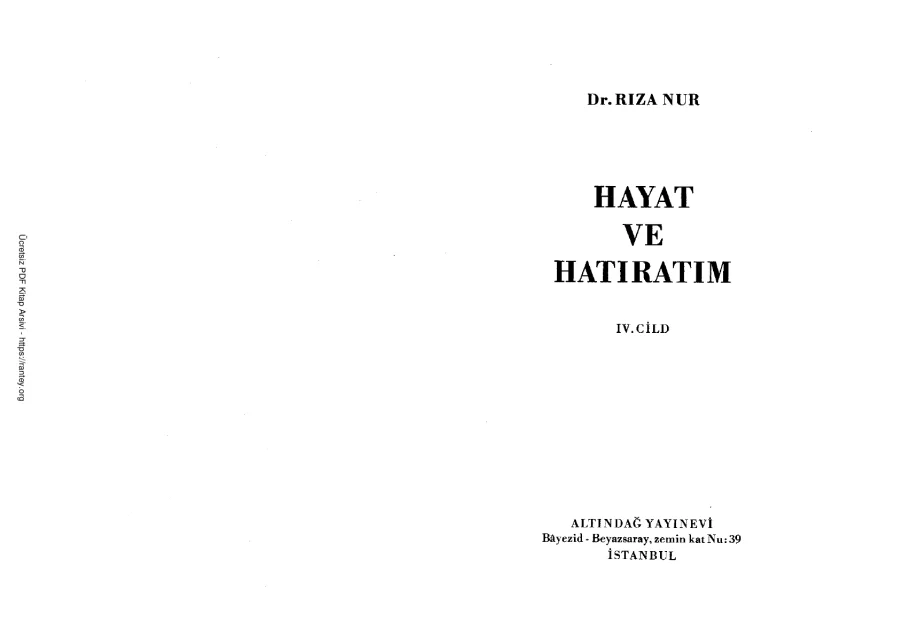 Hatıratım Rıza Nur Cilt4 kapak görseli