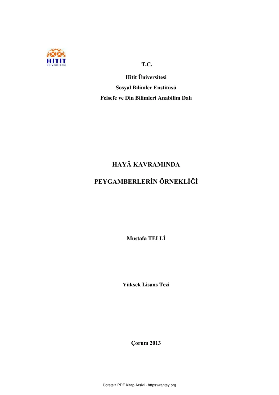 HAY KAVRAMINDA PEYGAMBERLERİN ÖRNEKLİĞİ Ebu Abdulmumin Tekin Mıhçı kapak görseli