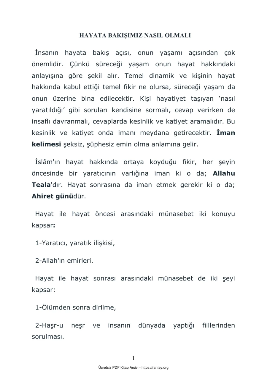 HAYATA BAKIŞIMIZ NASIL OLMALI Ebu Abdulmumin Tekin Mıhçı kapak görseli