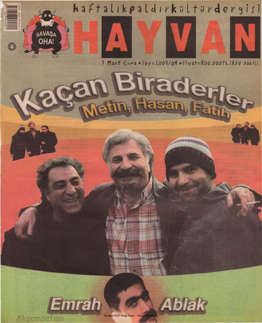 Hayvan Sayı 04 7 Mart 2003 kapak görseli