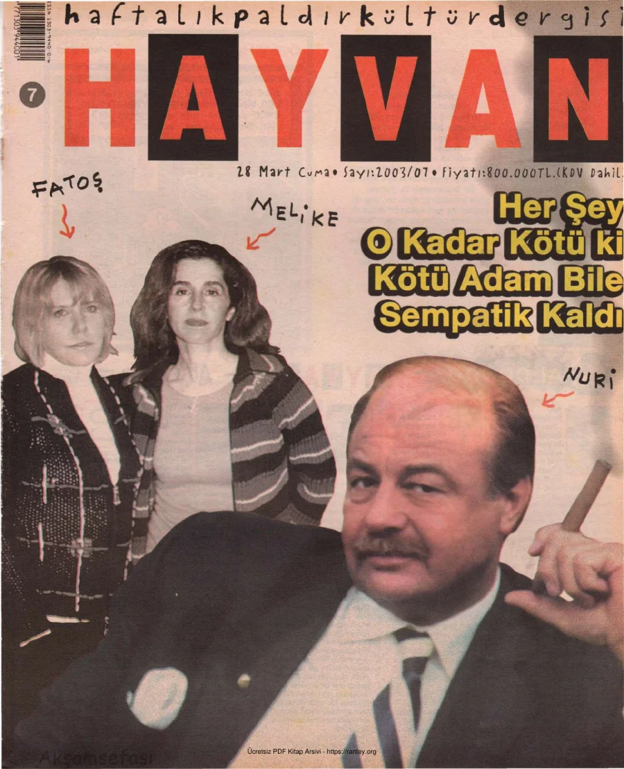 Hayvan Sayı 07 28 Şubat 2003 kapak görseli