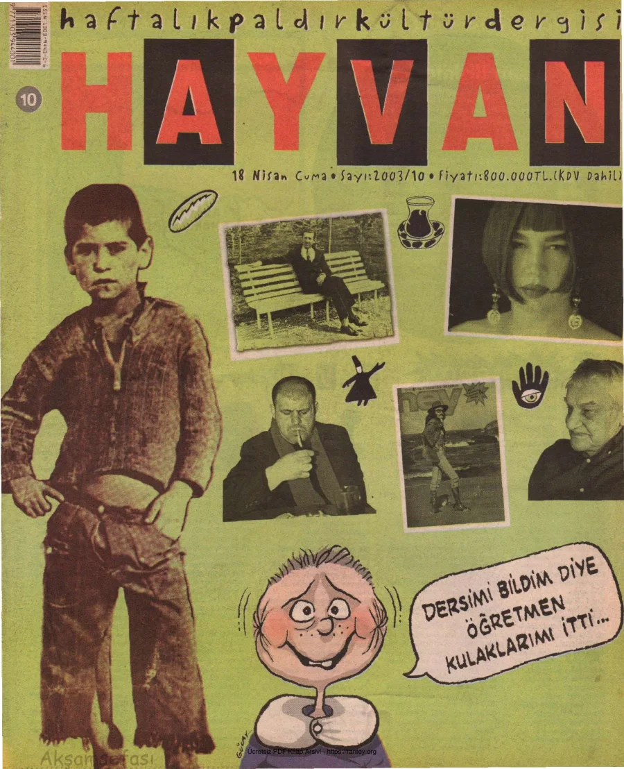Hayvan Sayı 10 18 Nisan 2003 kapak görseli