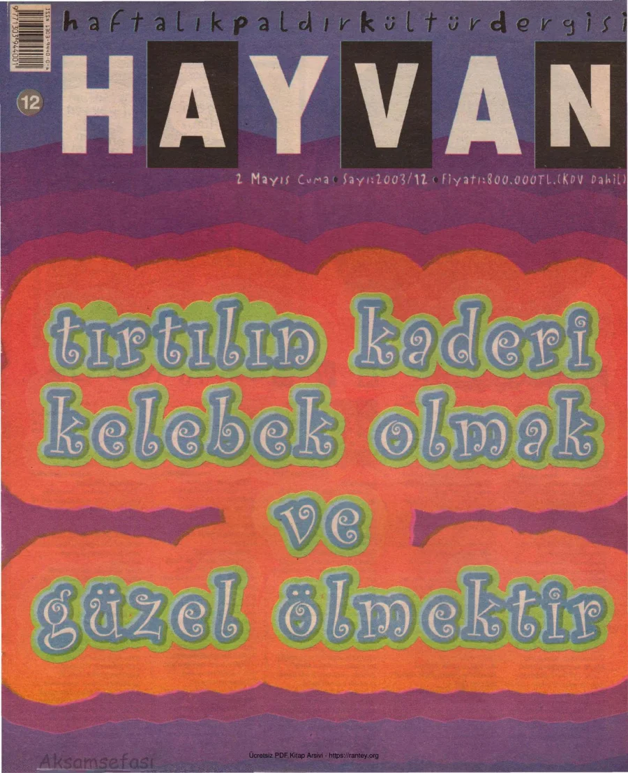 Hayvan Sayı 12 2 Mayıs 2003 kapak görseli