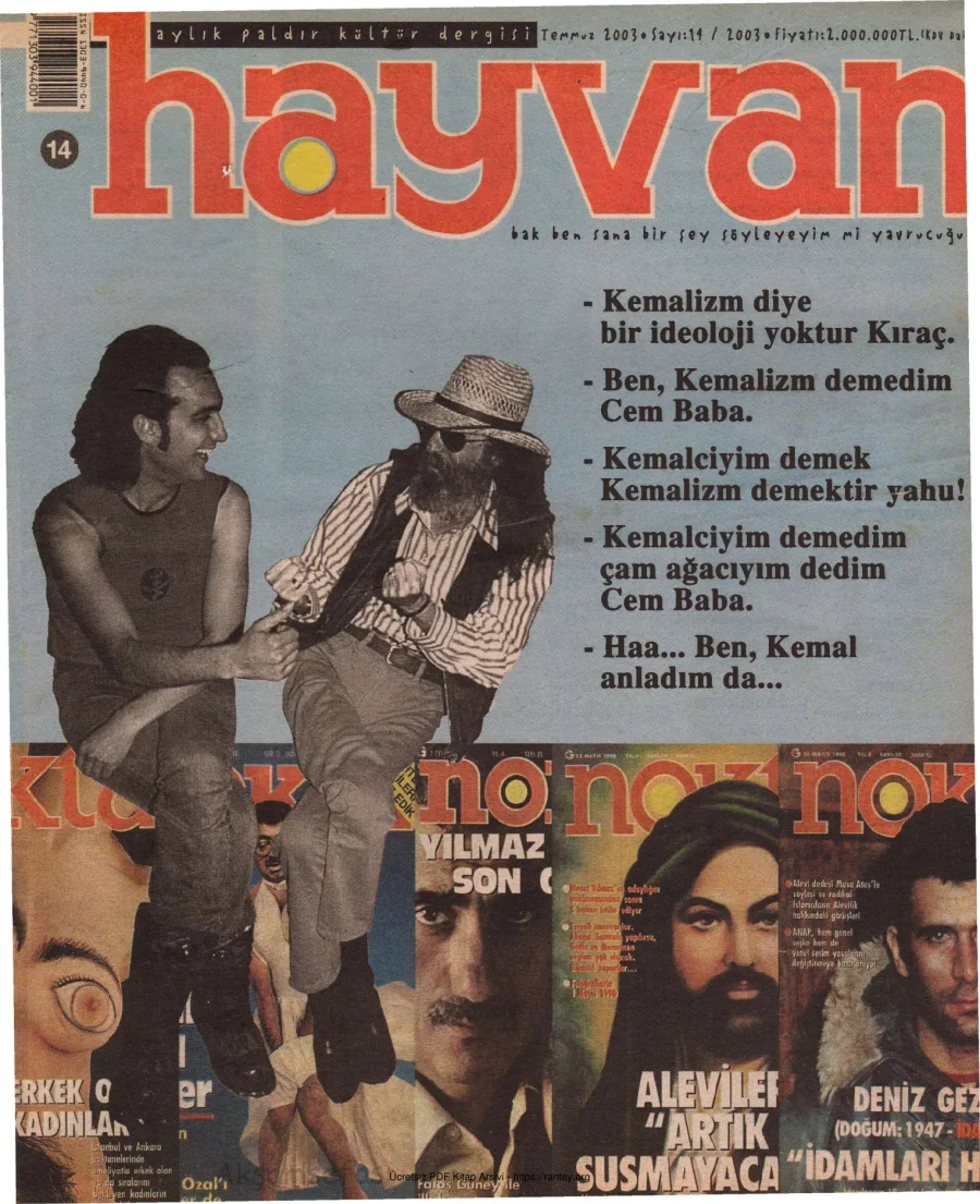 Hayvan Sayı 14 Temmuz 2003 kapak görseli