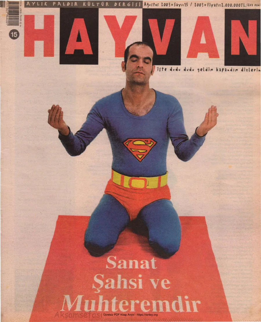 Hayvan Sayı 15 Ağustos 2003 kapak görseli
